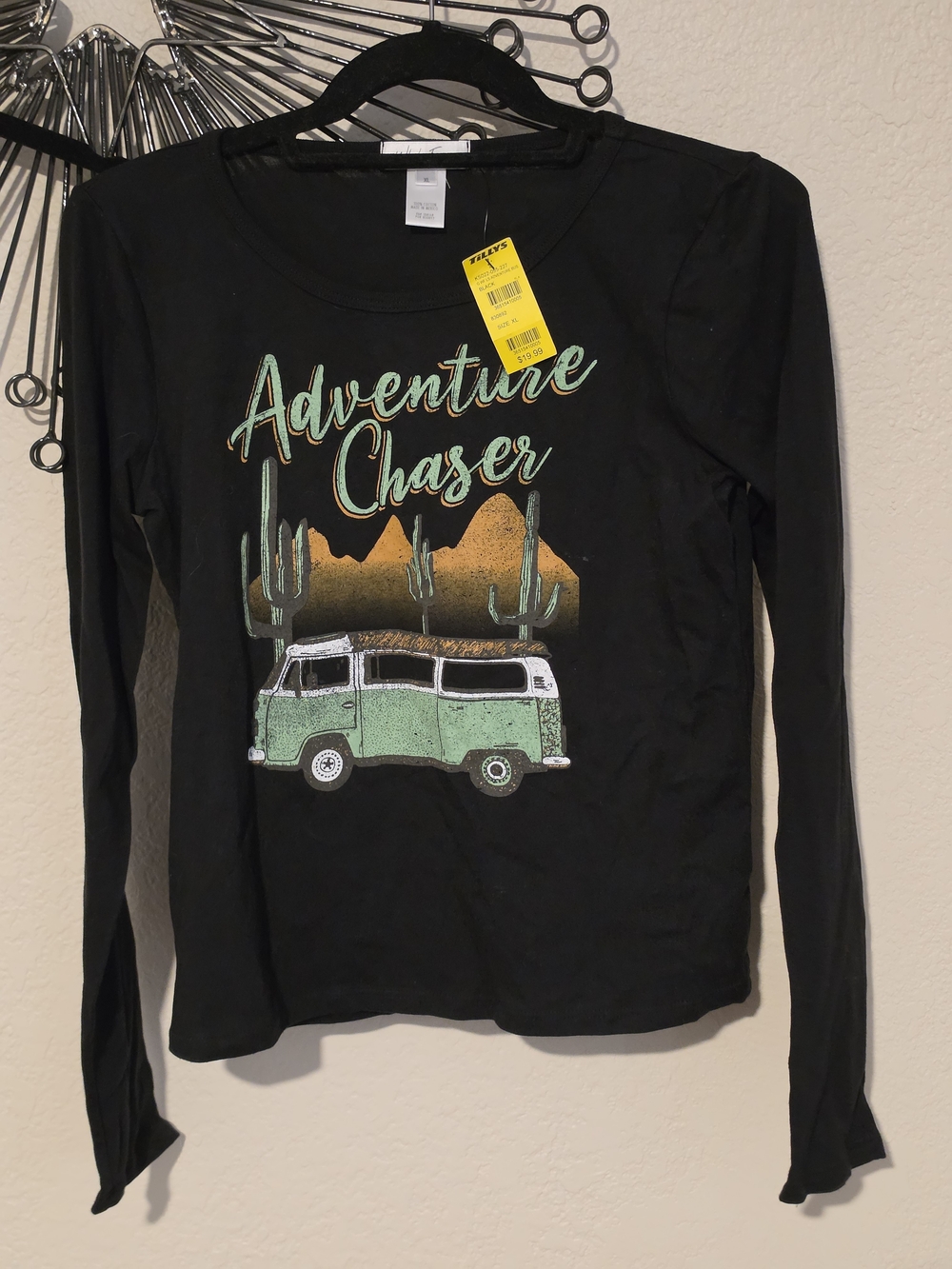 Adventure Chaser VW Bus Girls Long-Sleeve Graphic Tee - Black